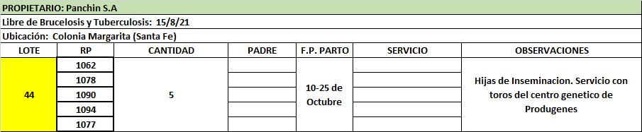 Lote Lote 44 Panchin Sa