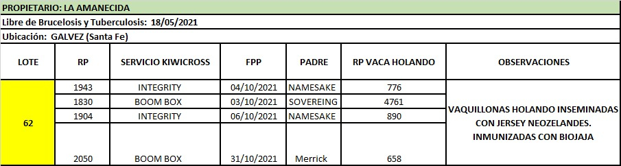 Lote Lote 62 La amanecida