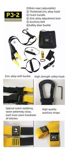 BANDAS DE ENTRENAMIENTO TRX PRO 3-2 FITNESS SUSPENSION Color: amarillo, rosa, verde