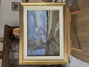  "CUADRO ""A LA RIVERA""  PINTURA AL ÓLEO 57 x 44 CON MARCO EN MADERA"