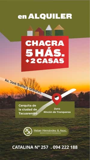 Chacra en Alquiler en Tacuarembó