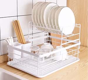  ESCURRIDOR ORGANIZADOR CON CUBIERTERO 11 PLATOS color: blanco, negro