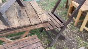 Lote Juego patio de madera(mesa con sillas)