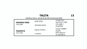  TALITA (WINNNING PRIZE -  TERAPISTA por  EQUAL STRIPES)