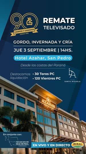 261° REMATE POR PANTALLA GENERAL - CAMPOS Y GANADOS SA DESDE HOTEL AZHAR -SAN PEDRO BS AS