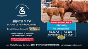 REMATE ESPECIAL DE REPRODUCTORES 91° ANIVERSARIO SOC RURAL HUINCA RENANCO - CORDOBA