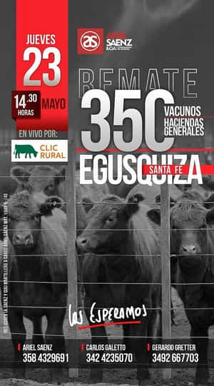 Remate Haciendas generales, Egusquiza, Jueves 23 de Mayo