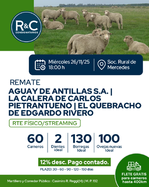 REMATE AGUAY DE ANTILLAS S.A. LA CALERA DE CARLOS PIETRANTUENO EL QUEBRACHO DE EDGARDO RIVERO