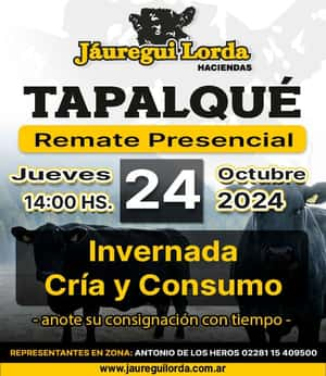 Remate en Tapalqué, Jueves 24 de Octubre 