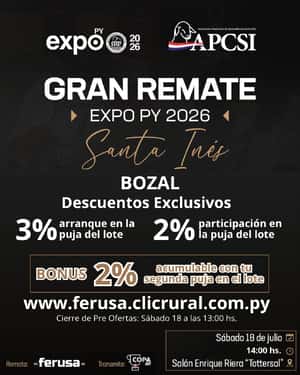 Remate Santa Inés de Bozal- Expo Paraguay M.R.A. 2026