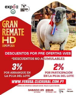 Remate Hampshire Down de Campo y Bozal - Expo Paraguay M.R.A. 2026