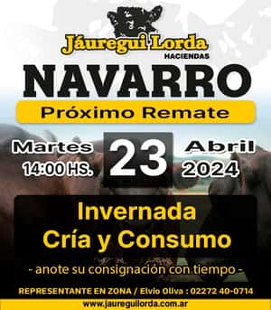 Remate Invernada, cría y consumo, Navarro, Martes 23 de Abril