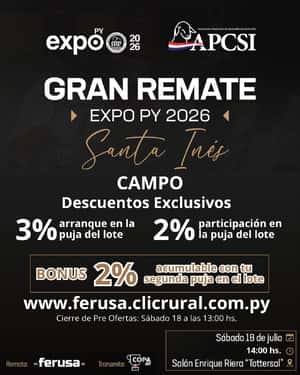 Remate Santa Inés de Campo - Expo Paraguay M.R.A. 2026