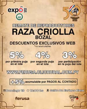 Remate de Reproductores de Bozal Raza Criolla - Expo Paraguay M.R.A. 2026