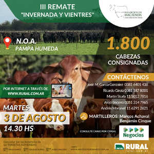 III Remate N.O.A  y PAMPA HUMEDA -  "Invernada y Vientres"