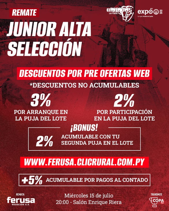 Remate Junior Alta Selección Brangus Expo Paraguay M.R.A. 2026
