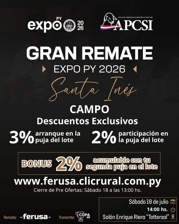 Remate Santa Inés de Campo - Expo Paraguay M.R.A. 2026