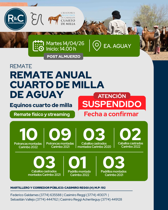 Remate anual cuarto de milla de Aguay