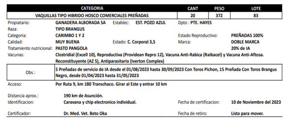 Lote LOTE 83