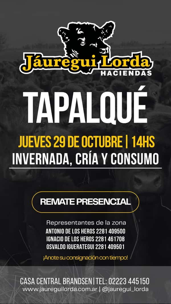 Remate invernada, cría y consumo  — JÁUREGUI LORDA S.R.L.