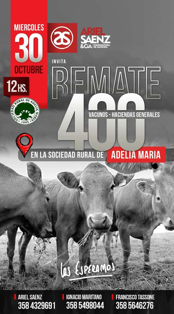 Remate en Adelia María, Miércoles 30 de Octubre 