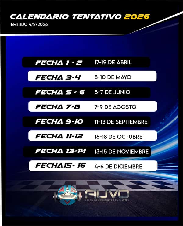 CALENDARIO AUVO 2026