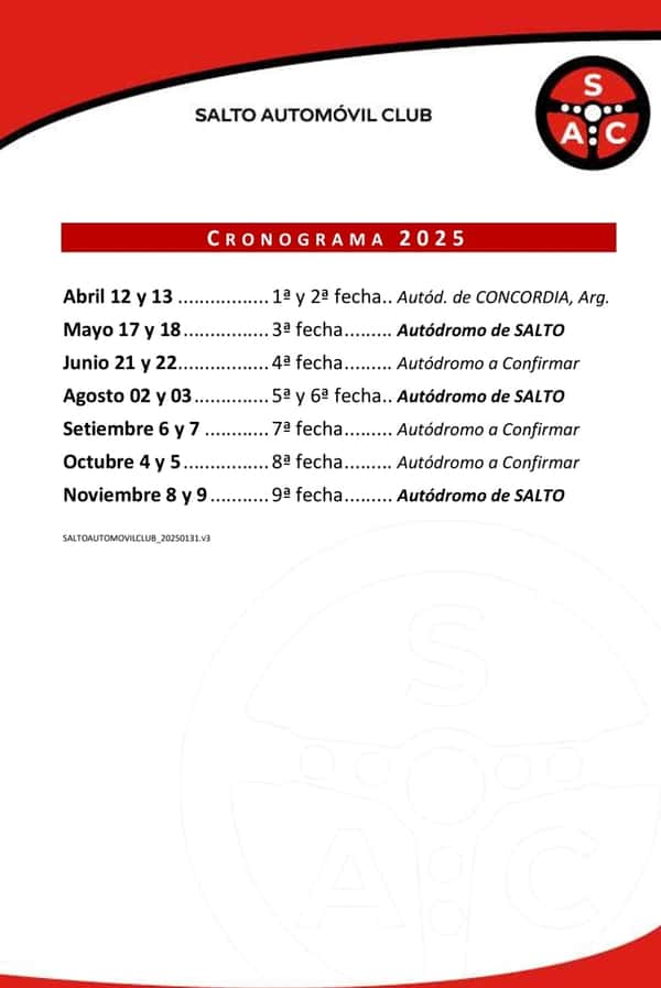 Calendario 2025 - SAC