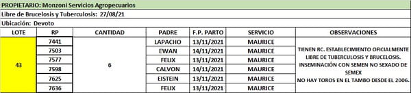 Lote Lote 43 Monzoni Servicios Agropecuarios