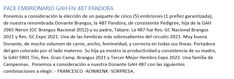 Lote PACK EMBRIONARIO -LOTE 27