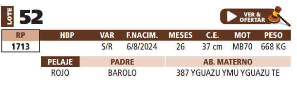 Lote LOTE 52