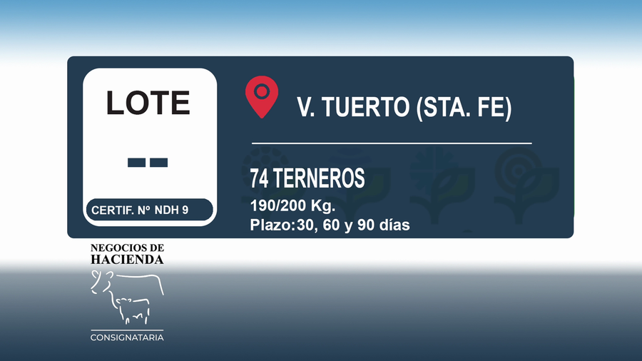 Lote 74 Terneros en Santa Fe, Venado Tuerto