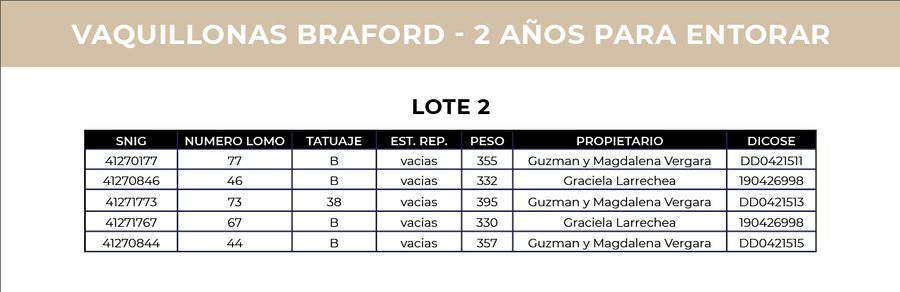 Lote 5 Vaquillonas Braford - Cabaña El Gavilán (lote 2)