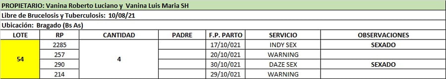 Lote Lote 54 Vanina Roberto Luciano