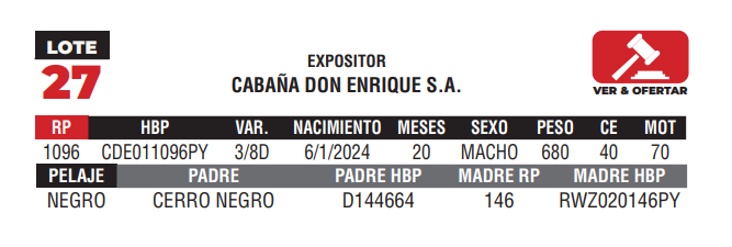 Lote LOTE 27 - CAMPO