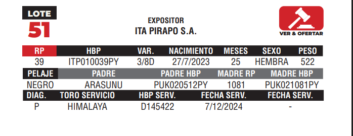 Lote LOTE 51 - CAMPO