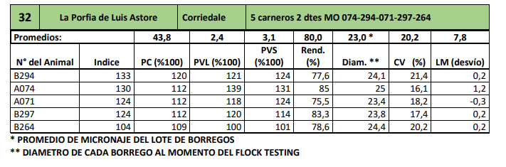 Lote 5 carneros 2 dtes MO 074-294-071-297-264