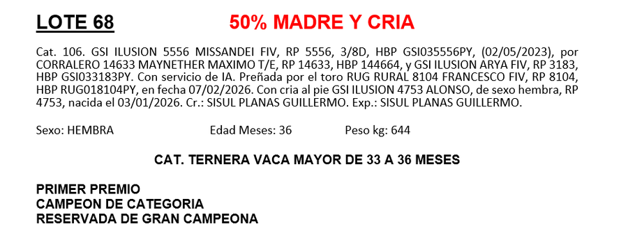 Lote LOTE 68- SALE A VENTA EL 50%