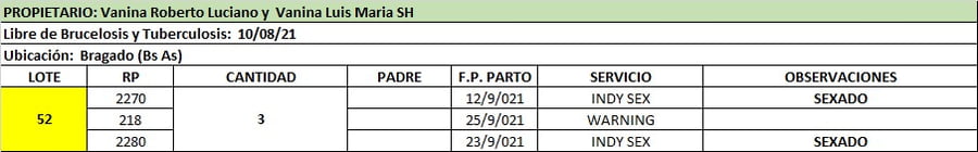 Lote Lote 52 Vanina Roberto Luciano