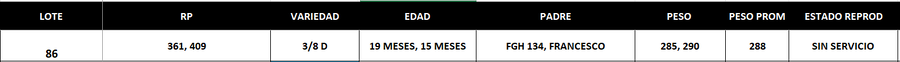 Lote LOTE 86- EN VIVO