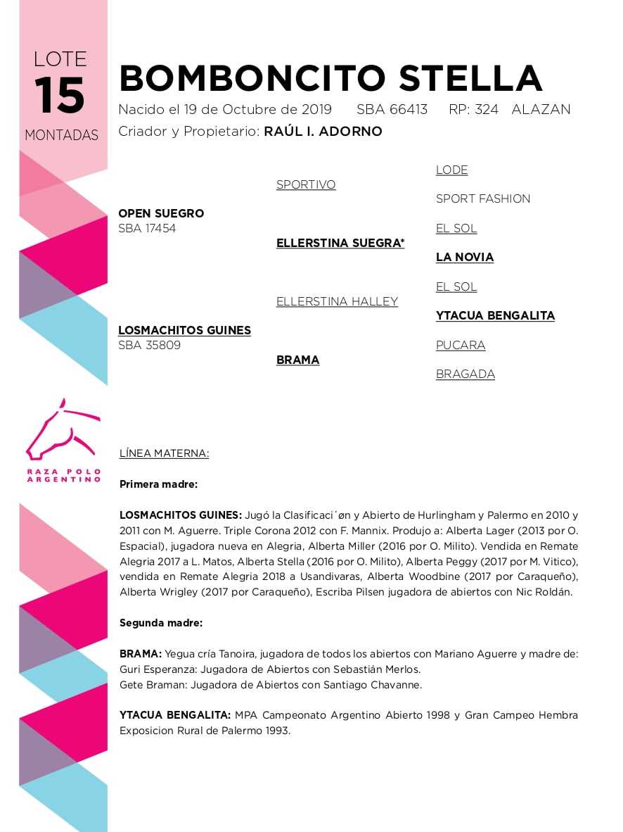 Lote BOMBONCITO STELLA (OPEN SUEGRO - LOSMACHITOS GUINES)