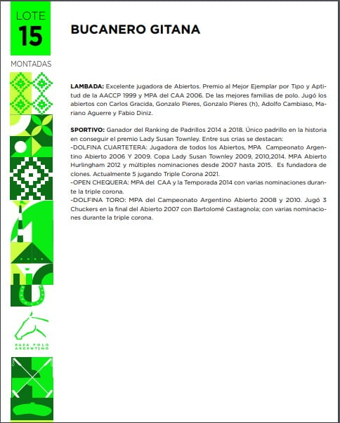 Lote BUCANERO GITANA(DOLFINA MARADONA-MALAPATA TATANA)