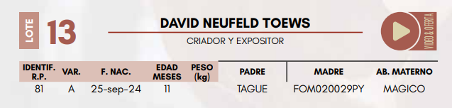 Lote LOTE 13 TERNERAS DE CORRAL
