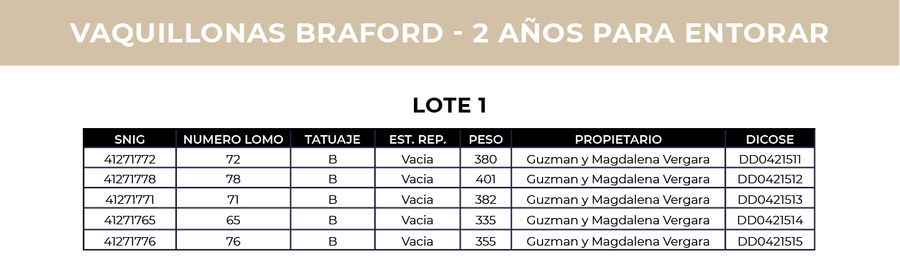 Lote 5 Vaquillonas Braford - Cabaña El Gavilán (lote 1)