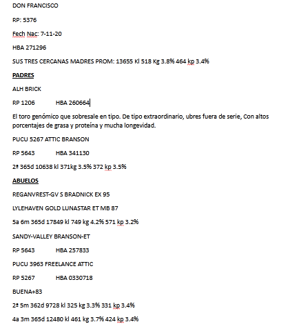 Lote Toros - Establecimiento Don Francisco