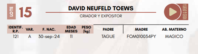 Lote LOTE 15 TERNERAS DE CORRAL