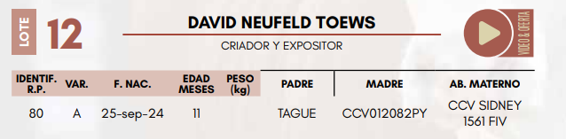 Lote LOTE 12 TERNERAS DE CORRAL
