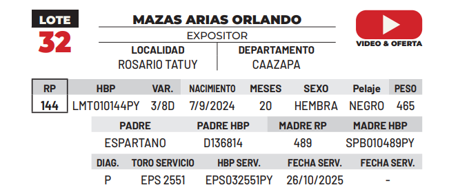 Lote LOTE 32 -DE CAMPO