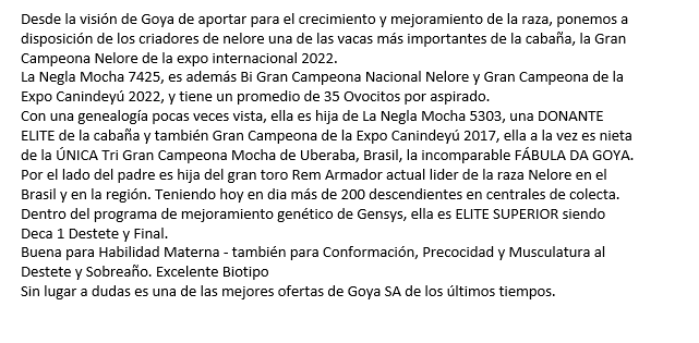 Lote Nelore a Bozal Expo Internacional 2022 RP 7425 - Lote 22 Precio de Cuota por el 50% del animal