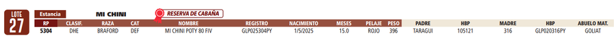 Lote LOTE 27 - RESERVA DE CABAÑA