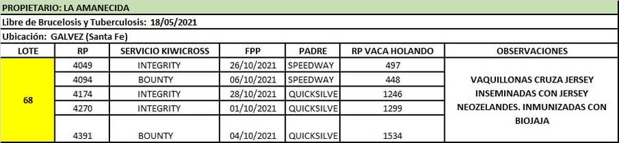 Lote Lote 68 La amanecida